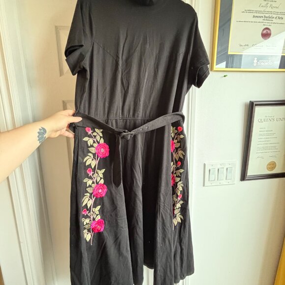 eShakti Black Maxi Dress with Floral Embroidery - Picture 2 of 8